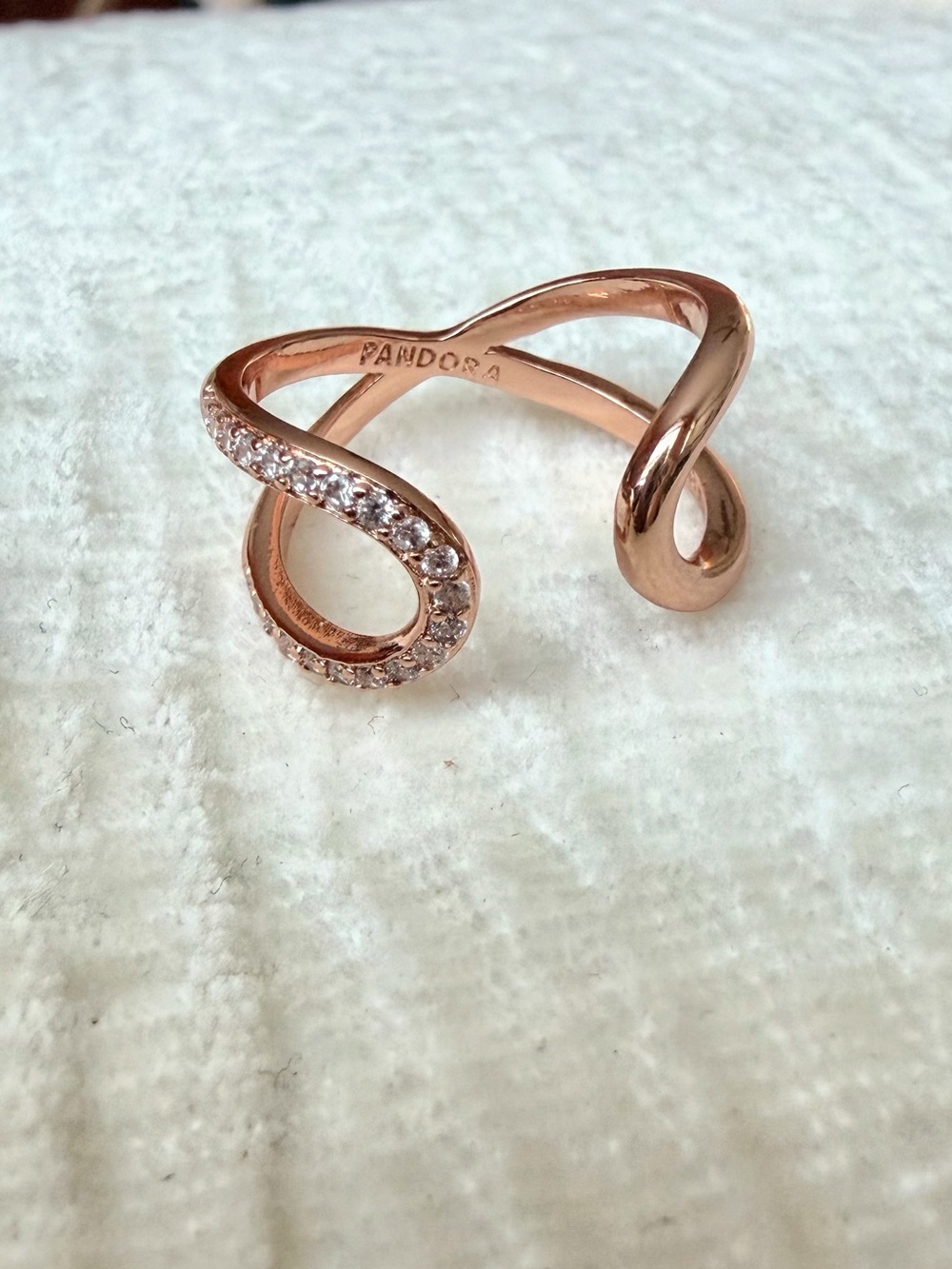 Pandora wrapped Open Infinity Ring Rose Gold size 7